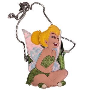 Danielle Nicole Disney Tinkerbell Glitter Crossbody Chain Purse